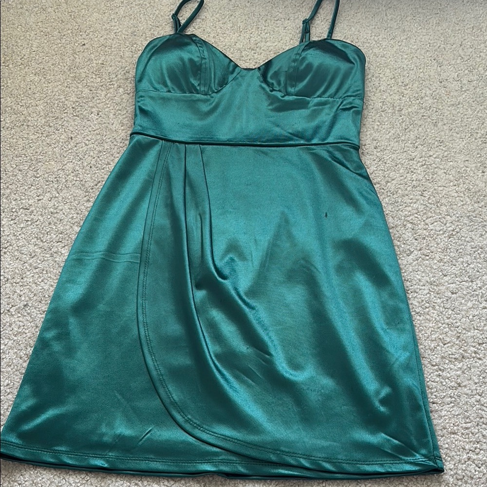 Elegant green Satin Dress